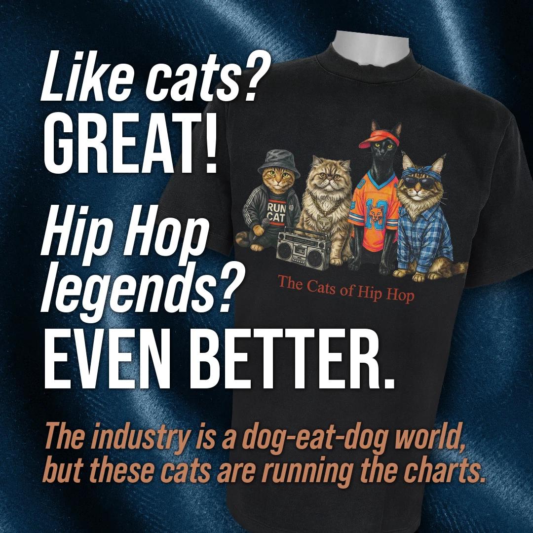 The Cats of Hip Hop - Paw Prints Tee 4XL