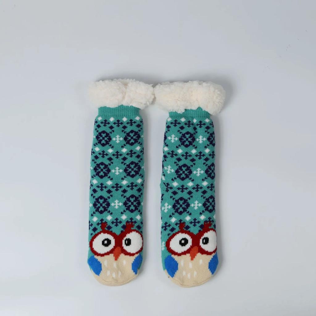 Fuzzy Thermal Socks Women Winter Funny Cat Dog Sloth Cute Kawaii Non Slip Cartoon Sleeping Soft Comfy Female Floor Slippers Sock