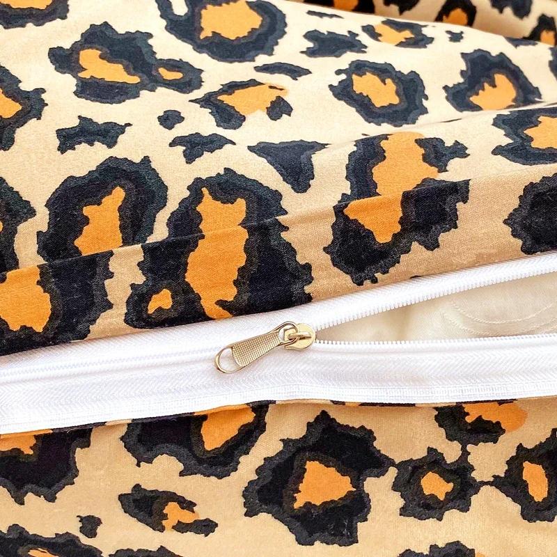 Πάπλωμα με Λεοπάρδαλι Μονό Διπλό 3 Τεμάχια Άγριο Ζώο Δέρμα Γάτας Τσίτα Μοτίβο Γούνας Σετ Κλινοσκεπασμάτων Μικροΐνες Αναστρέψιμη Παπλωματοθήκη