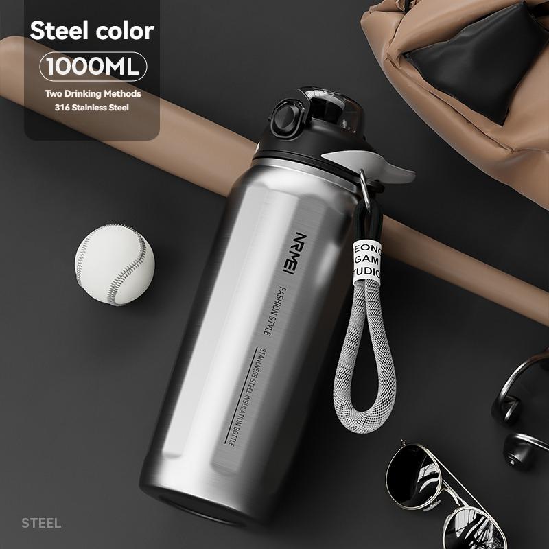 

Stainless Steel Large Capacity Vacuum Flasks Ultralight Portable Outdoor Cycling Students Military Training Sports Water Bottle 1000ml