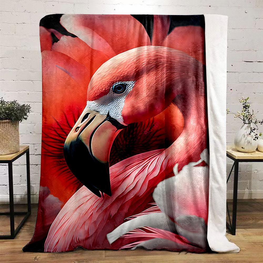Flamingo and Flowers Blanket for All Seasons Blanket Lunch Break Throw Gift