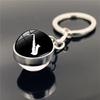 Modern Simple Design Drum Pattern Keychain Double-sided Glass Pendant For Music Lovers