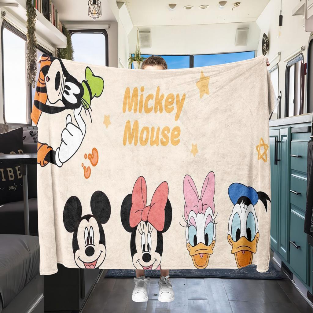 Mickey Flannel Blanket Cartoon Print for Bedrooms Sofas Beds Home Decor Picnics Travel Chairs Great Gift Various Sizes