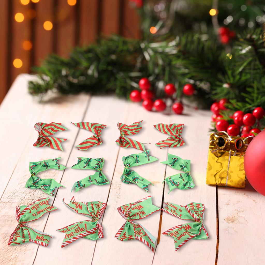For Christmas Bow Decorations 12 Colorful Pieces Suitable for Trees and Party Use Cloth Material 66 Inches Size