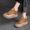 Chaussures à plateforme plates en cuir véritable pour femmes, semelles épaisses, bottes courtes décontractées polyvalentes et confortables