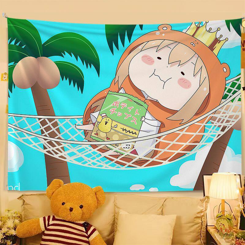 Cute Anime Print Tapestry Wall Hanging Anime Poster Bedroom Backdrop Wall Art Dorm Home Decor