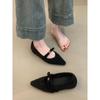 French small fragrant Mary Jane shoes plush shoes temperament pointed commuter shoes inner height increase single shoes