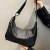 Leather Dumpling Bag Girls Bag Korean Version Casual Shoulder Bag Commuter Versatile Messenger Bag First Layer Cowhide Crescent Bag
