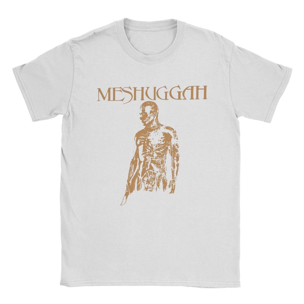 Vintage Meshuggah Orange Burning Man T-Shirts Men Round Neck Cotton T Shirts Short Sleeve Tees New Arrival Tops