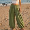 High Waisted Pants Women Wide Leg Barrel Pants, Casual Balloon Relaxed Fit Trousers, Solid Color Pleated Baggy Palazzo