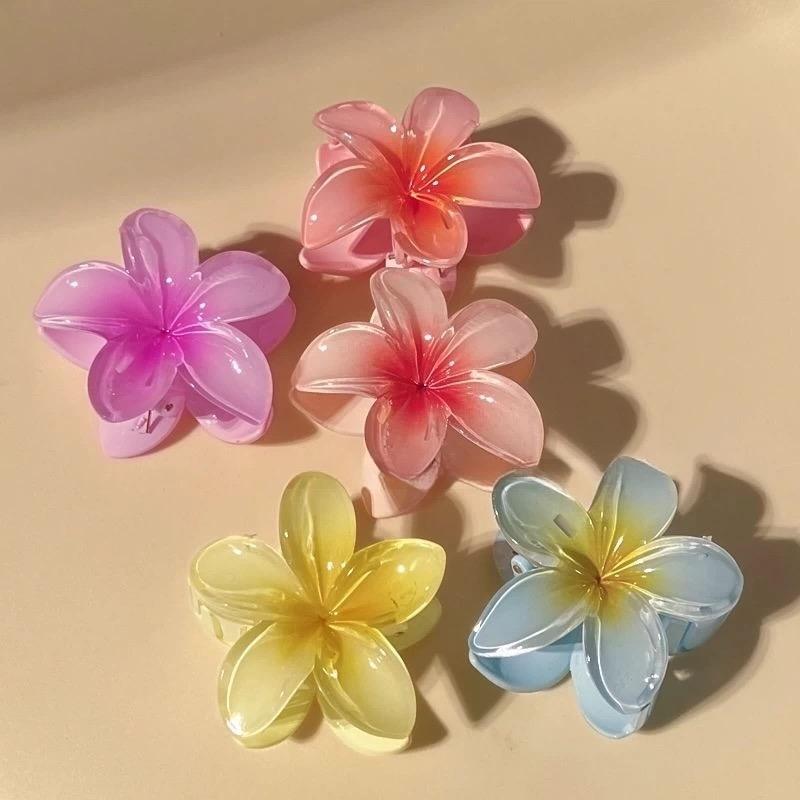 4 buc Clipuri Drăguțe de Păr Tip Gheară de Banană cu Flori pentru Păr Gros, Fixare Puternică Antiderapantă, Hawaian, Accesorii de Păr pentru Femei Fete Cadou de Sărbători