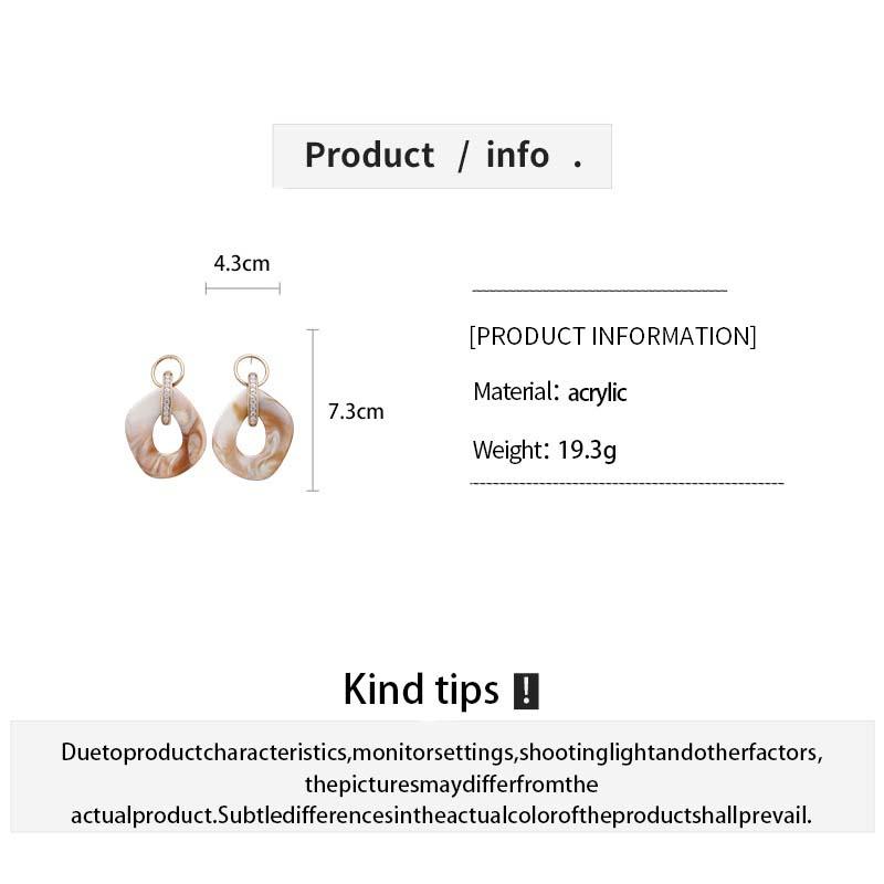 Vintage Acrylic Square Pendant Earrings for Women Exaggerated Metal Hollow Irregular Geometric Piercing Earring Jewelry Gift