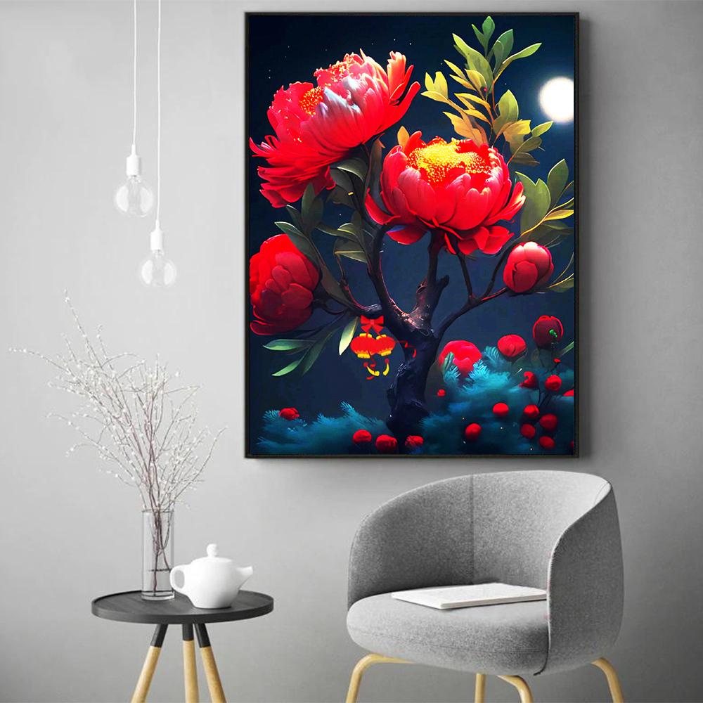 5D diamant mozaic bujor roșu imagine strasuri broderie flori pătrat complet rotund truse pictură artă de perete nou sosire