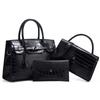 Bolsa Tote Fashion com Padrão de Crocodilo Conjunto de 3 Peças