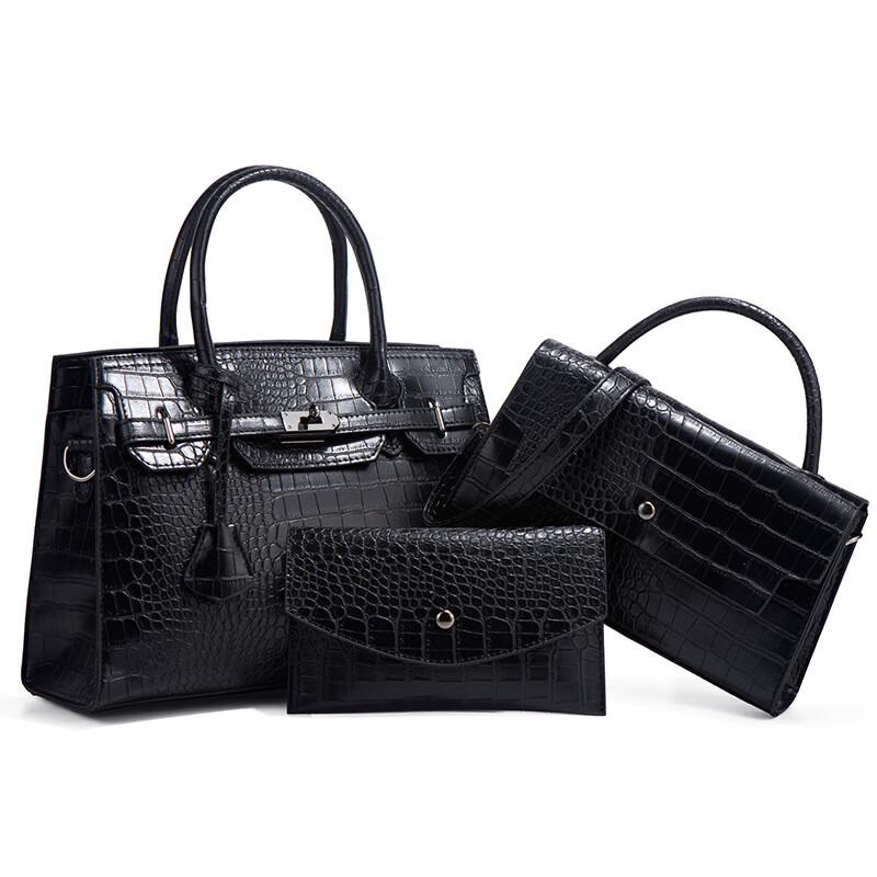 Bolsa Tote Fashion com Padrão de Crocodilo Conjunto de 3 Peças