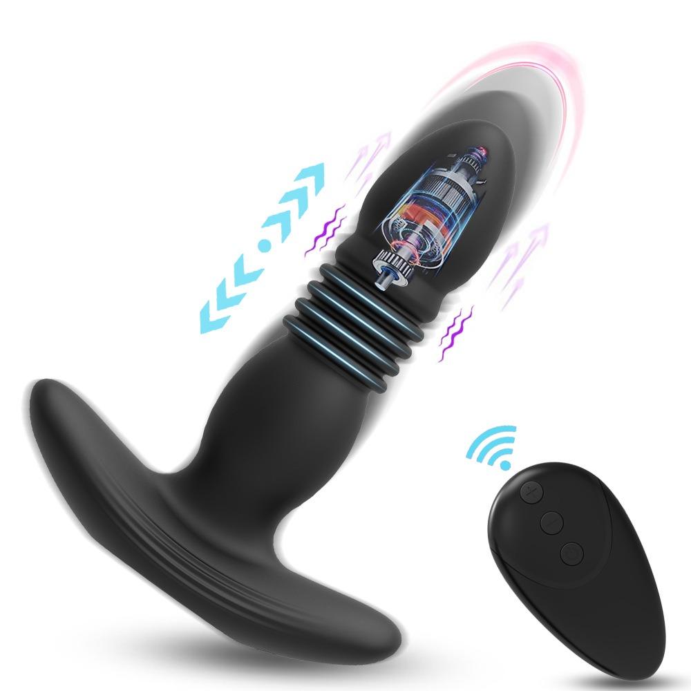 Telescopic Anal Plug Male Vibrating Butt Dildo Wireless Ass Sex Toys for Men Dildo Prostate Massager Men Buttplug Stimulator