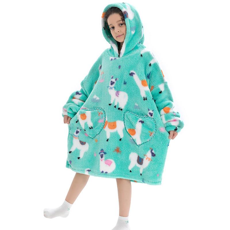 Delightful Large Wearable Blanket Sweatshirt For Kids Soft Warm Cozy Fabric With Fun Illustrations
