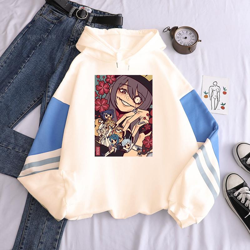 

Модные популярные аниме Genshin Impact Hutao толстовки Манга с принтом в готическом стиле в стиле пэчворк зимние толстовки для мужчин и женщин пуловер с капюшоном с круглым вырезом 4XL белый
