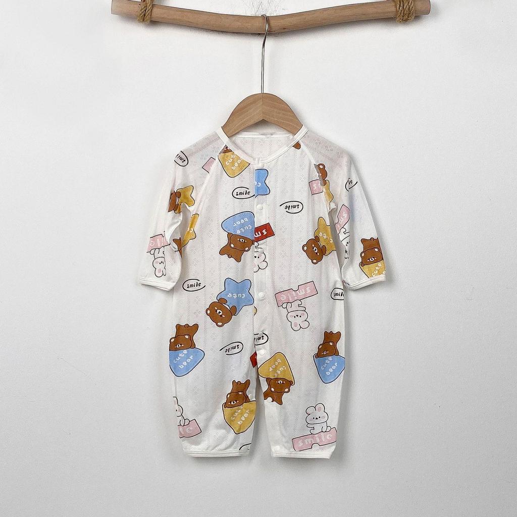 Baby Langarm-Bodysuit aus Bambusfaser: 3-24 Monate, Atmungsaktiver Druckknopf im Schritt, Nahtlos für den Sommer