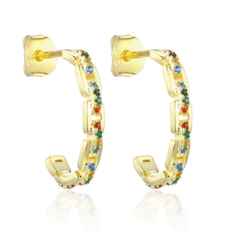 

European and American fashion 925 sterling silver zircon chain earrings, temperament women s light luxury earrings, high-end earrings 925 silver