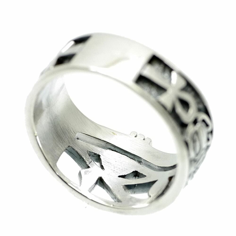 [Silver One] Sterling Silver 925 Eye of Horus Ring for Men, Size 7 (Size 17)