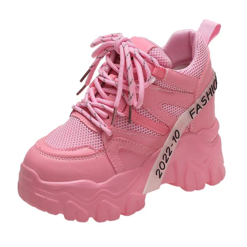 Fashion Thickened breathable mesh women's casual shoes wedge heel thick-soled shoes sports shoes 2024 spring and autumn fashion
