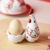 Europäischer floraler Hühnerförmiger Keramik-Eierbecher Kreativer Eierhalter für Ostern Heimküchen-Dekor