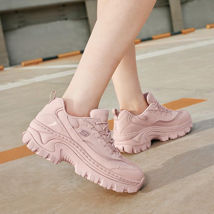 Skechers Hi-Ryze Honey Cake Shoes Sweet Cool Fashion Trend Shock Absorption Wear-Resistant Increased Height Low-Top Dad Shoes Women sneaker 177223-ROS