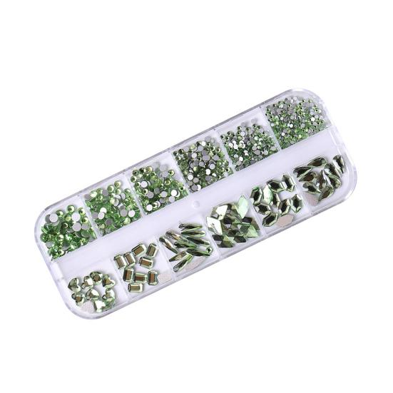 

1 Set 12 Grids Nail Art Rhinestone Kit Assorted Shape Glass Flatback Rhinestone DIY Nail Design Crafting Decoration Fake Gems