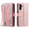 Etui do Samsung Galaxy A26 5G Pokrowiec na telefon ze skóry PU z portfelem na zamek błyskawiczny 9 miejsc na karty