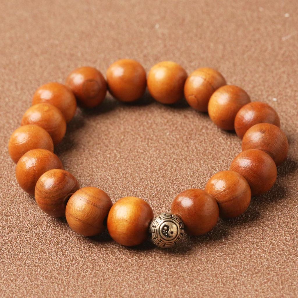 Peach Wood Buddhist Bead Bracelet: Men's and Women's Amulet with Cinnabar Rosary Beads