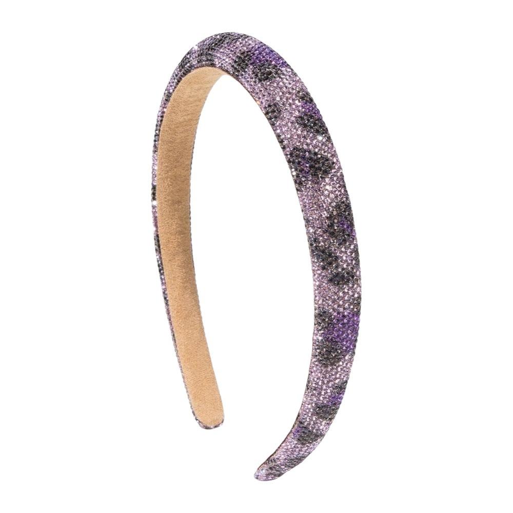 Bling Rhinestone Headband Wide Women Hair Hoop Fashion Leopard Print Hairband Prom фиолетовый