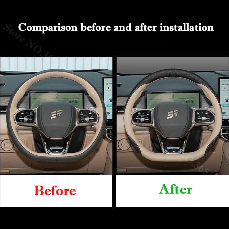 Für Jetour Shanhai L9 Auto Lenkradabdeckung Napa-Leder Ultradünn Anti-Rutsch Auto Griffabdeckungen Innenraum Dekor Zubehör