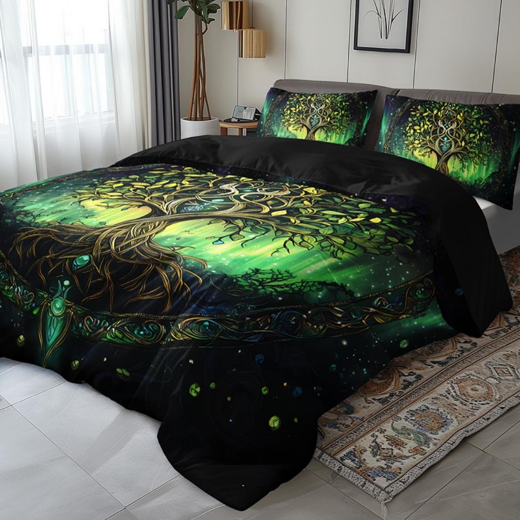3pcs Green Tree of Life 3D Print Bedding Set Comfortable Duvet Cover King Queen Twin Single Size Bithday Gift Bedroom Decoration
