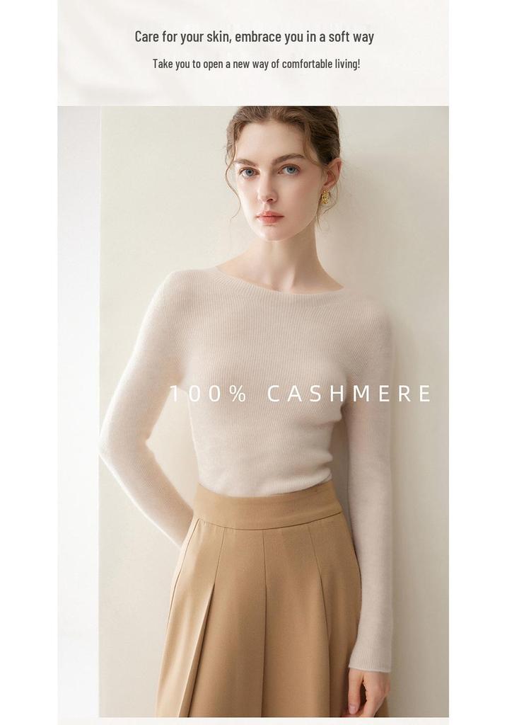 Women's 100% Pure Cashmere Slim Fit Round Neck Long Sleeve Sweater - Warm, Knit, Autumn/Winter.