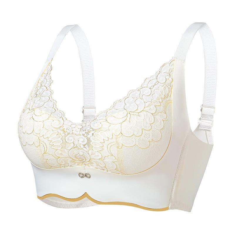

Кружевной бюстгальтер на золотой нити, собранный, против обвисания, без косточек, с максимальной поддержкой, бесшовный 38/85B бежевый