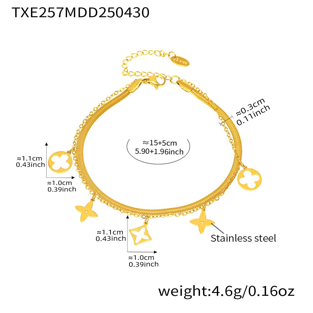 316L Stainless Steel Necklace Matching Bracelet Anklet For Women 18k Gold Plated Two-layer Charm Necklaces Bracelets Ankle Chain