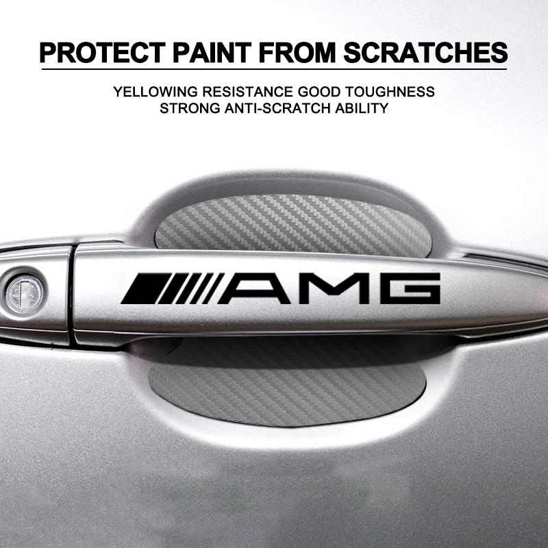 Car Door Sticker Carbon Fiber Scratches Auto Handle Protection Film For Mercedes Benz AMG GLE GLS GLC CLA GLB ML C500 C200 C300 W204 W206 W212 W203