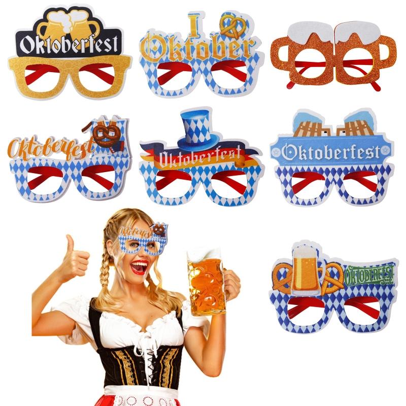 Oktoberfest Party Glasses Paper Glasses Funny Oktoberfest Fancy Dress Photo Booth Props for Kids Adults Bavarian German