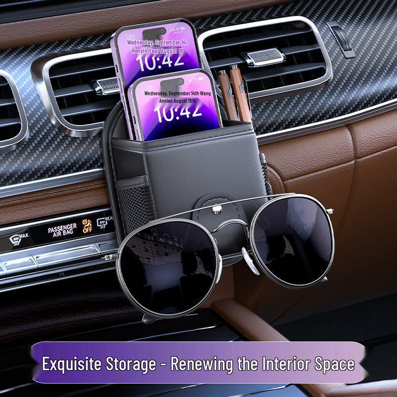Car Air Vent Storage Organizer: Phone & Eyeglass Holder
