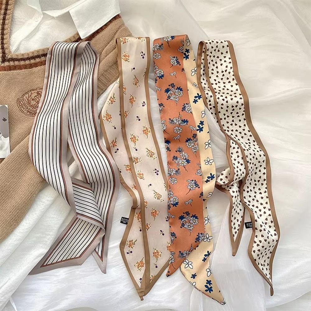 1/4pcs Hair Accessories Skinny Silk Scarf Foulard Ribbon Scarves Bag Wrist Bandana  Women Spring