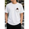 Plus Size - Men's T-Shirt S-5XL Featuring a Cute Black Cat In a Pocket With Flames - a Casual Short-Sleeve Round-Neck Top With a Relaxed Fit,