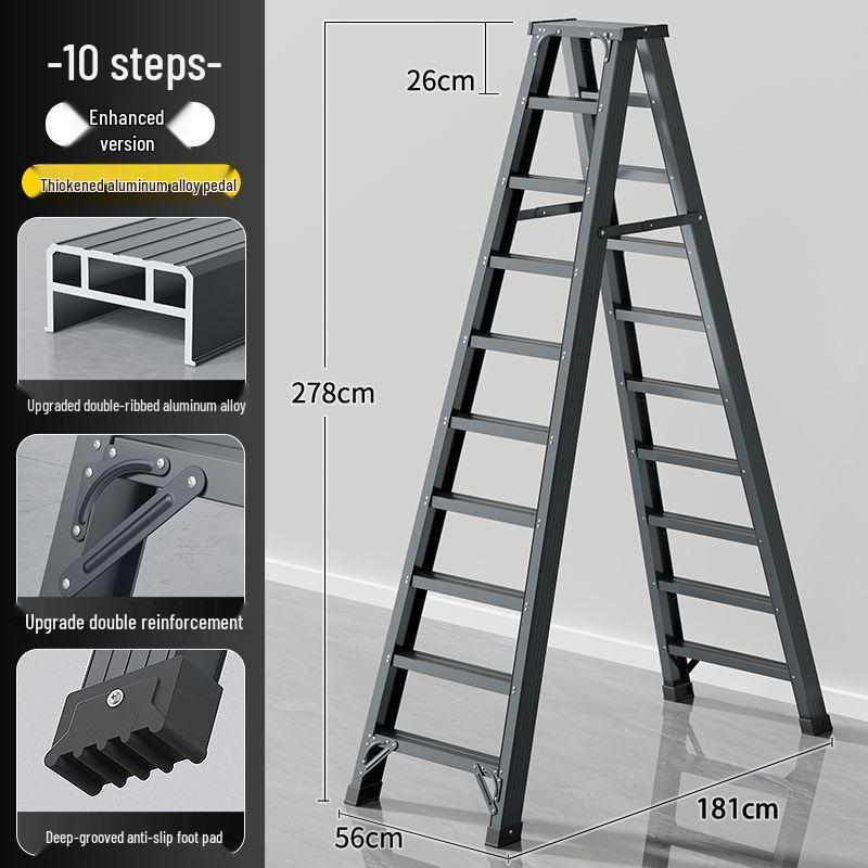Heavy-Duty Aluminum Folding Ladder: Indoor/Outdoor Telescopic, Double-Sided, Portable.