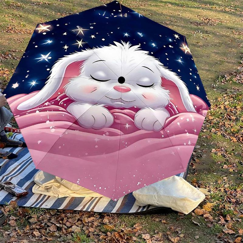 1PC Sleeping Bunny Umbrella-8-Rib Reinforced Portable Folding Travel Suitable for All Seasons Outdoor Daily Use  -J0321