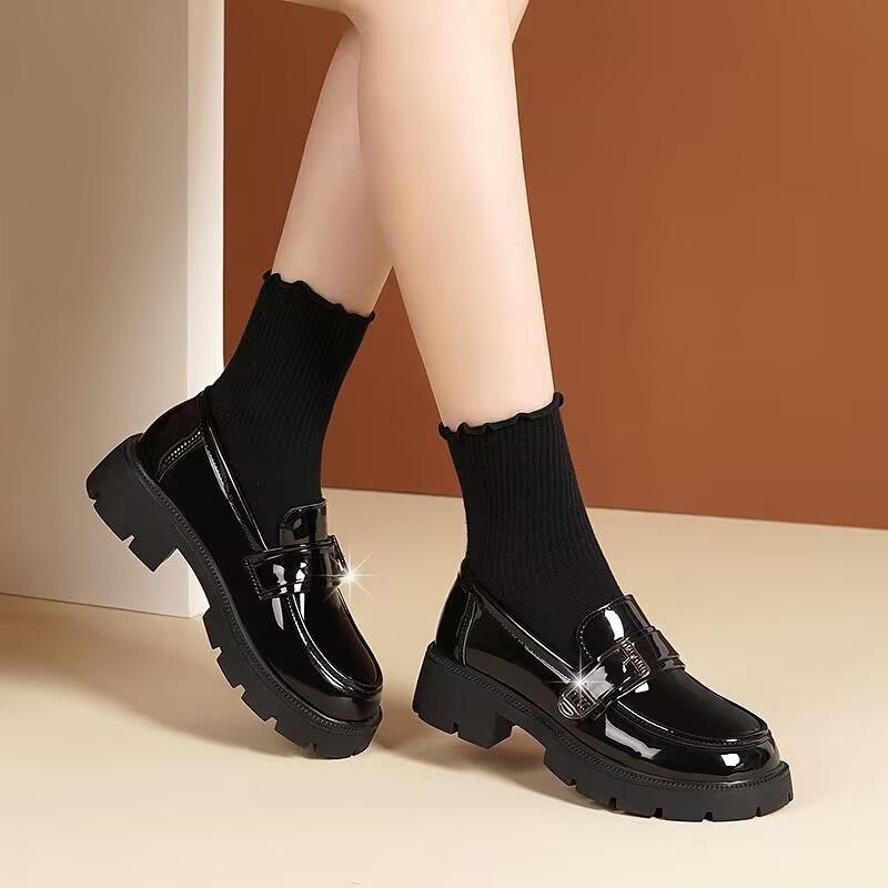 Black Commuter Soft Leather Single Shoes Women's 2025 Spring and Autumn New Soft-soled Small Leather Shoes Versatile and Comfortable Flat-soled Work