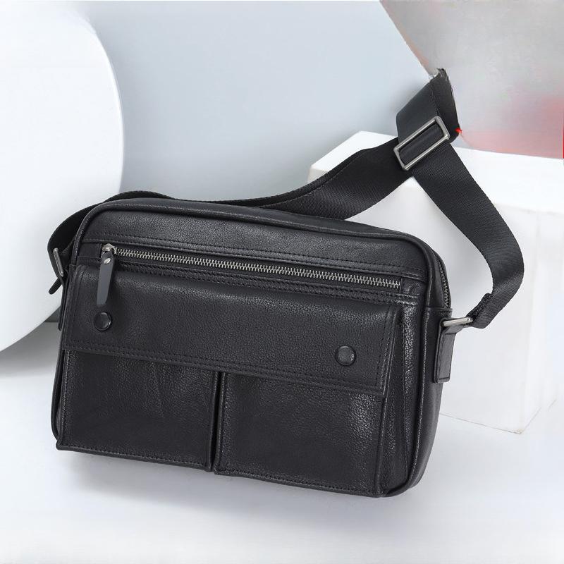 Men's Crossbody Bag Genuine Leather Large-capacity Fashionable and Niche Messenger Bag Retro Business Single-shoulder Bag Casually