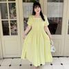 8 Large Size Dress French Square Collar Light Yellow White Age Reduction Sweet Simple Summer New Skirt