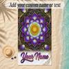 Mandala Theme Soft Beach Towel Personalized Custom Name Text Towel Portable for Beach Pool Travel