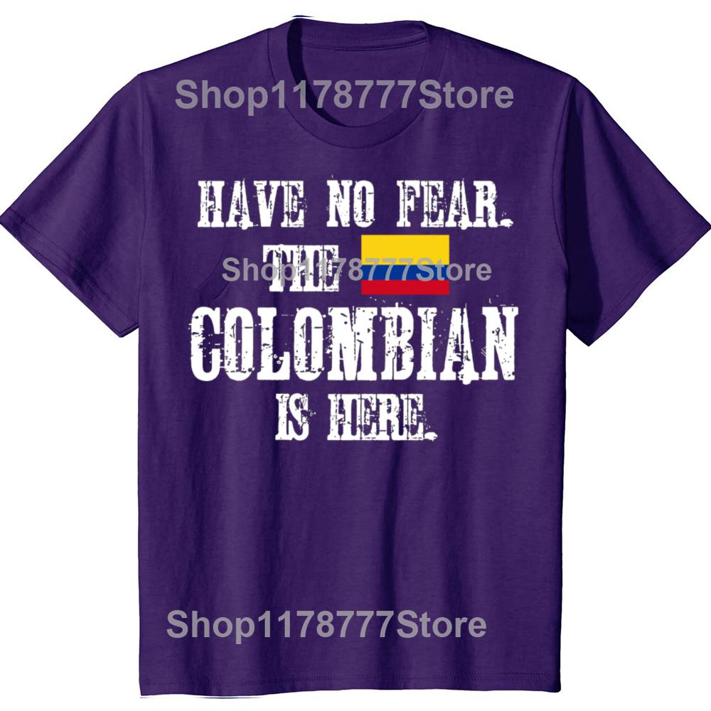 Funny Have No Fear The Colombian Is Here with The Flag of Colombia T Shirts Gifts Mens Fashion Casual Loose Oversized T Shirt