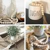 Wooden Handmade boho DIY Rattan Natural Wood Bead Garland Tassel Craft Rustic Country Beads Home Wall Hanging Decoration